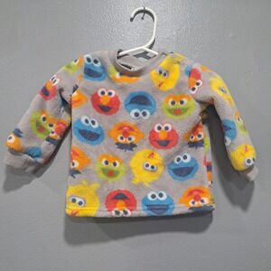 Sesame Street Elmo Cookie Monster Fleece Sweatshirt Gray 3-6M Infant Toddler